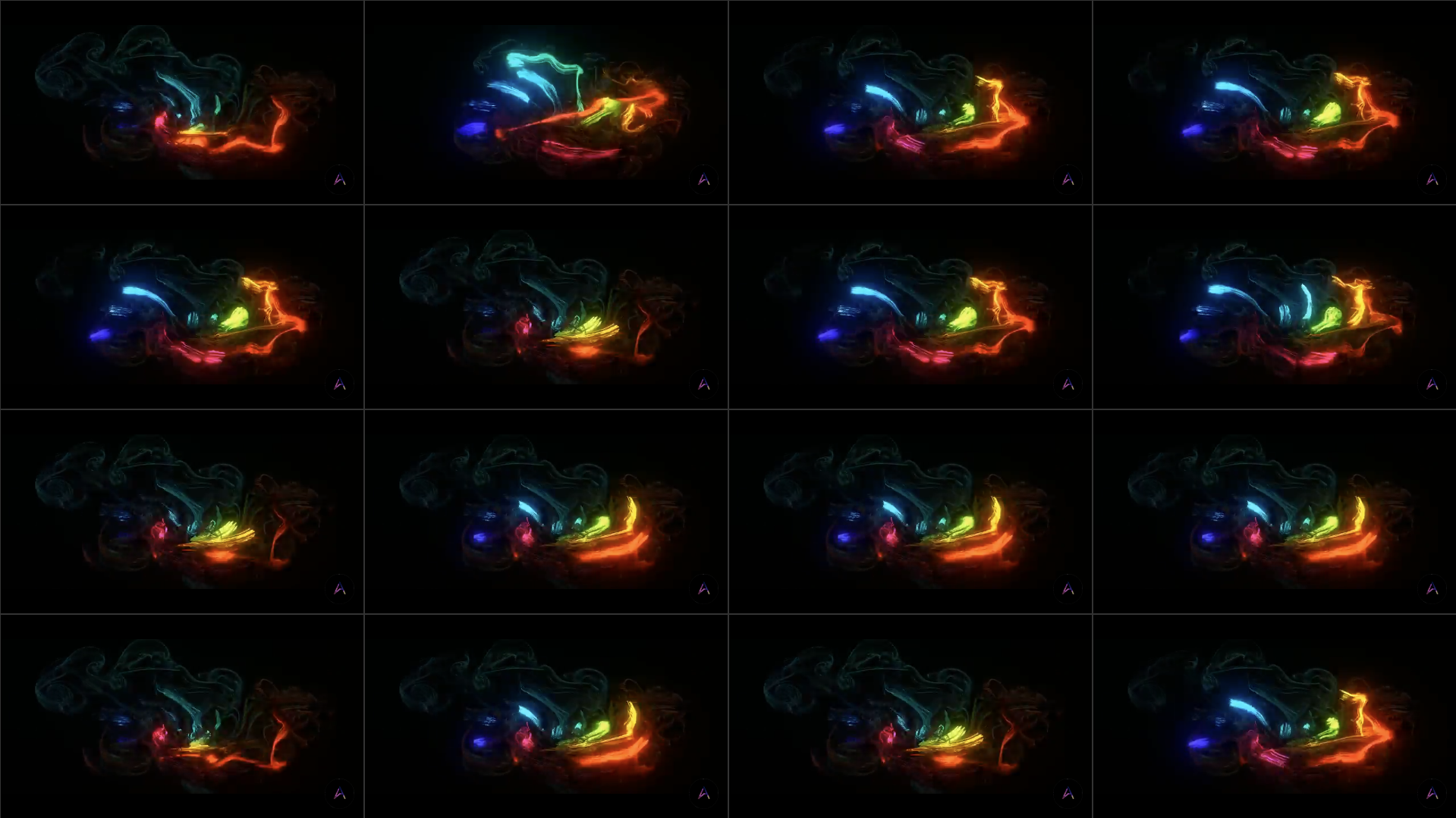 16画面分割でデジタルサイネージとして使用しているスクリーンショット